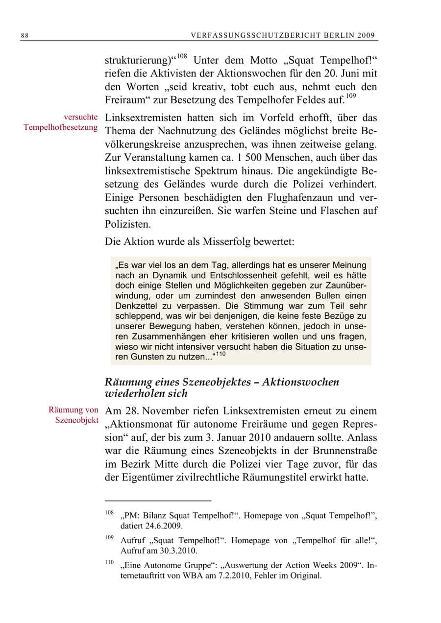 Seite 101 des Verfassungsschutzbericht 2009 Berlin