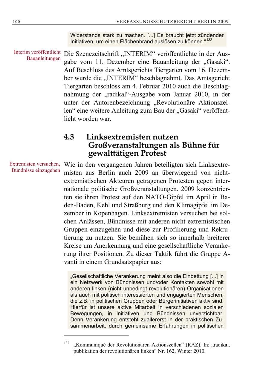 Seite 113 des Verfassungsschutzbericht 2009 Berlin