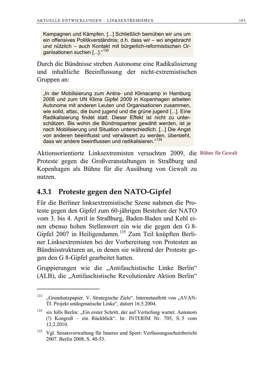 Seite 114 des Verfassungsschutzbericht 2009 Berlin