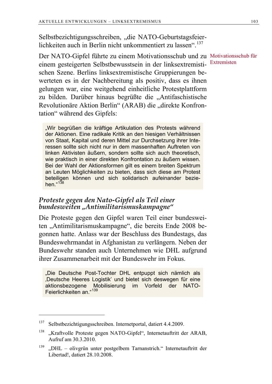 Seite 116 des Verfassungsschutzbericht 2009 Berlin