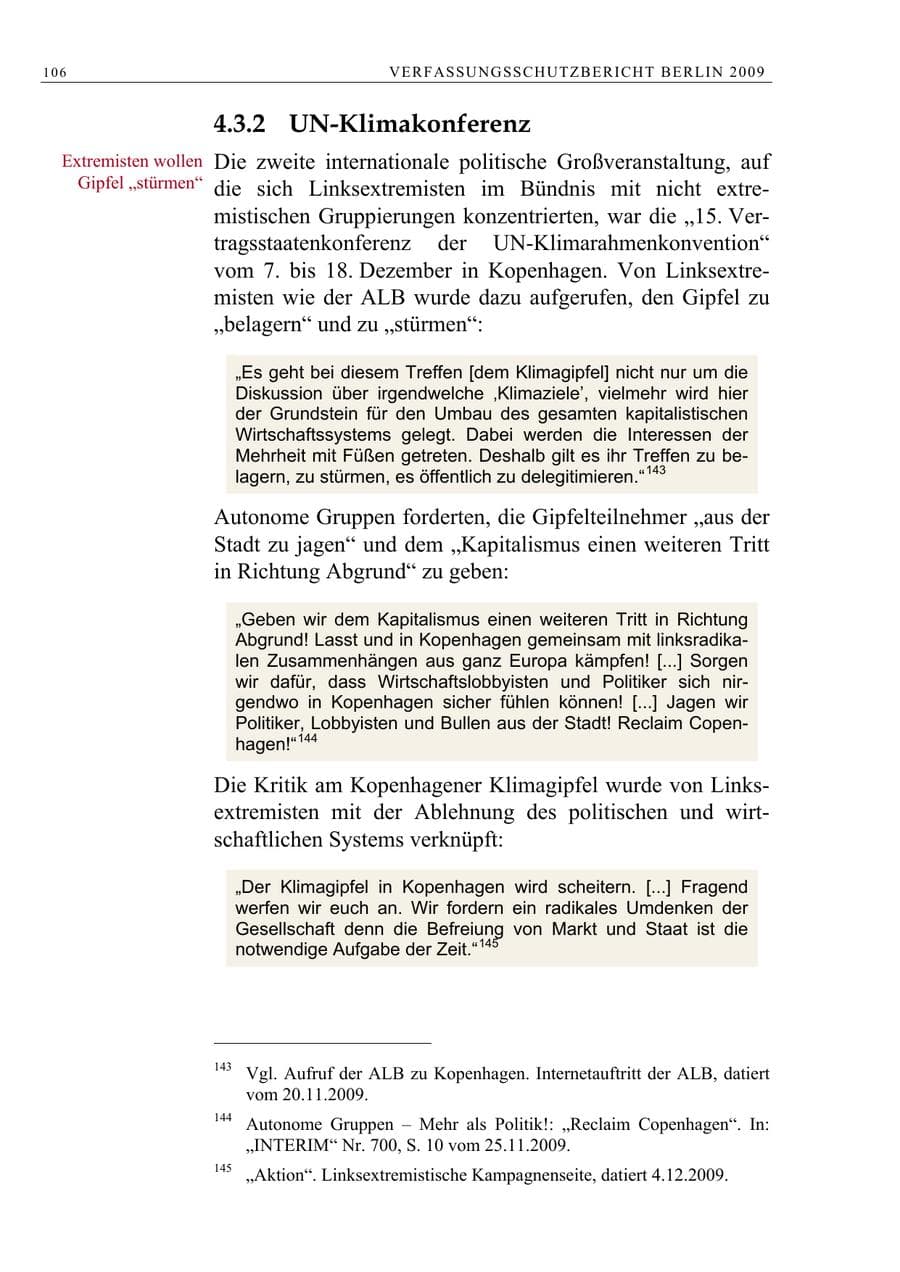 Seite 119 des Verfassungsschutzbericht 2009 Berlin