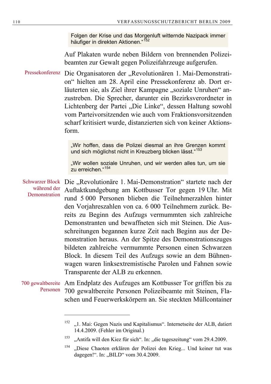 Seite 123 des Verfassungsschutzbericht 2009 Berlin