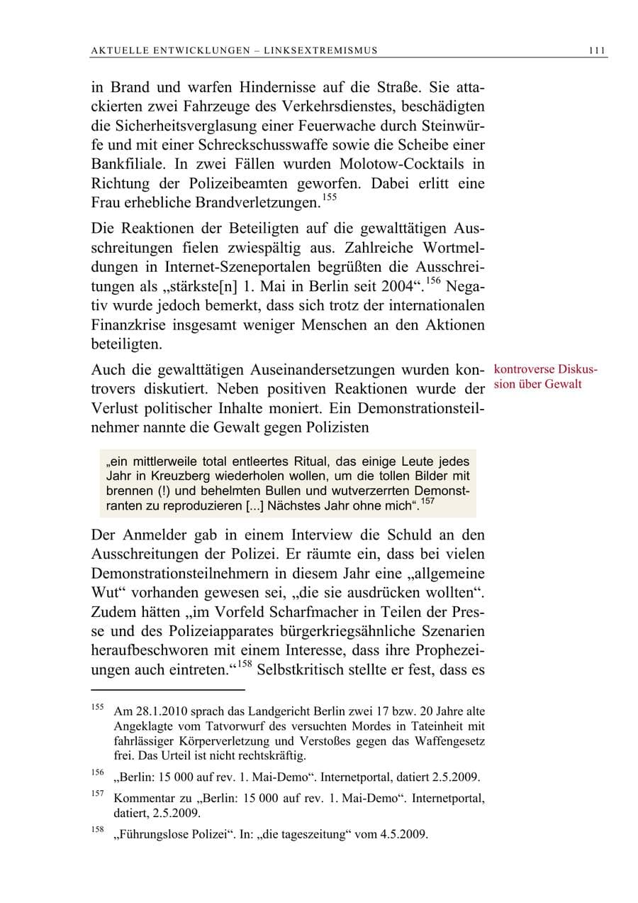 Seite 124 des Verfassungsschutzbericht 2009 Berlin