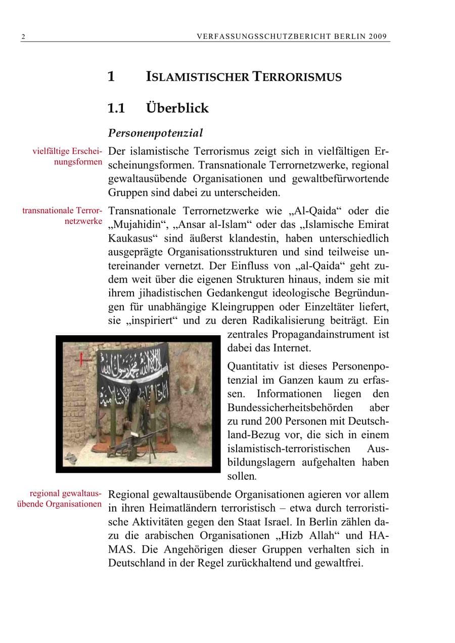 Seite 15 des Verfassungsschutzbericht 2009 Berlin