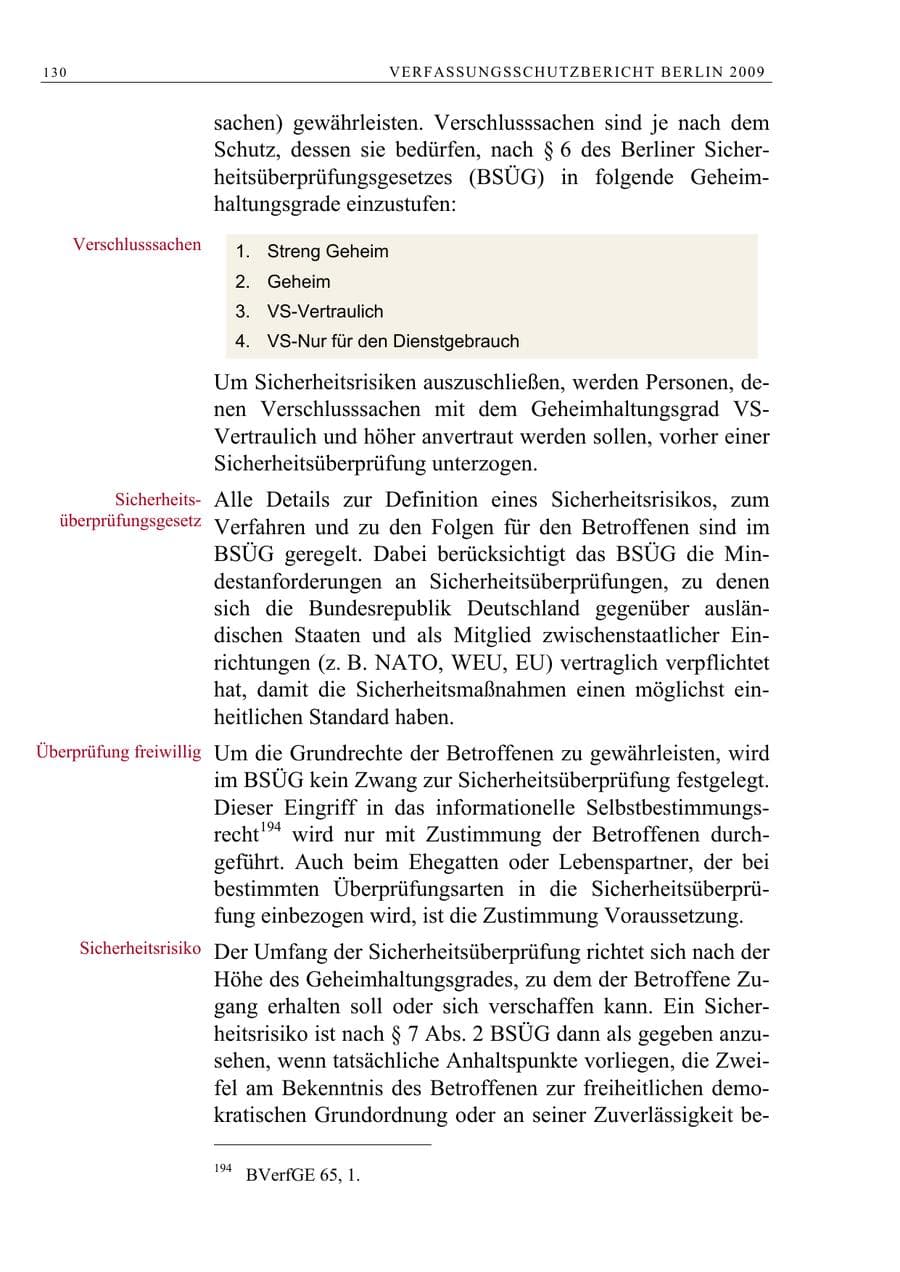 Seite 143 des Verfassungsschutzbericht 2009 Berlin