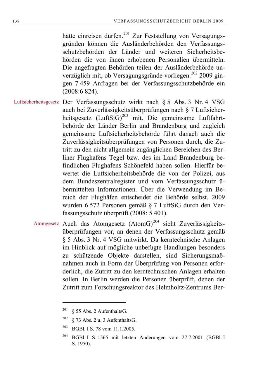 Seite 151 des Verfassungsschutzbericht 2009 Berlin