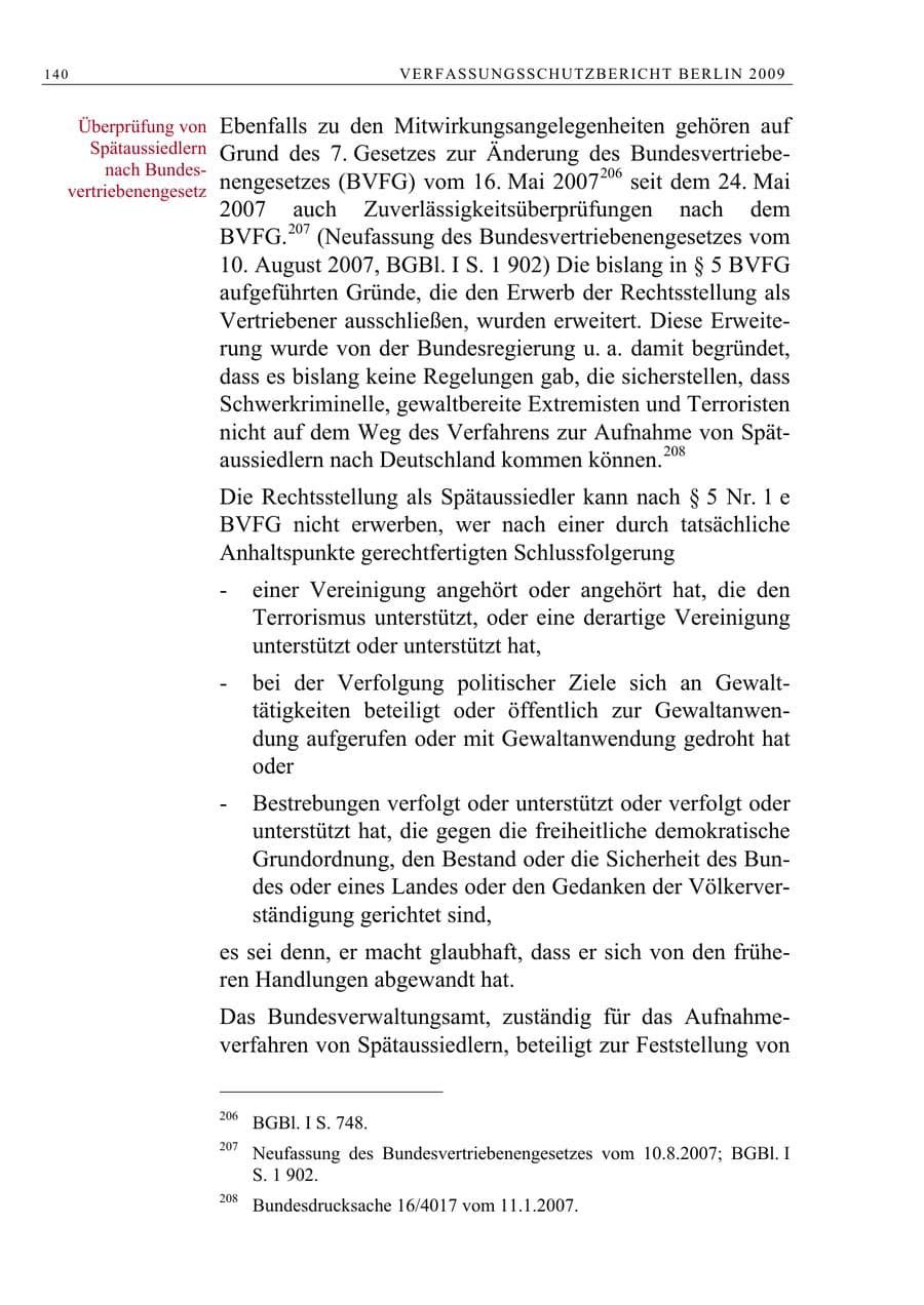 Seite 153 des Verfassungsschutzbericht 2009 Berlin
