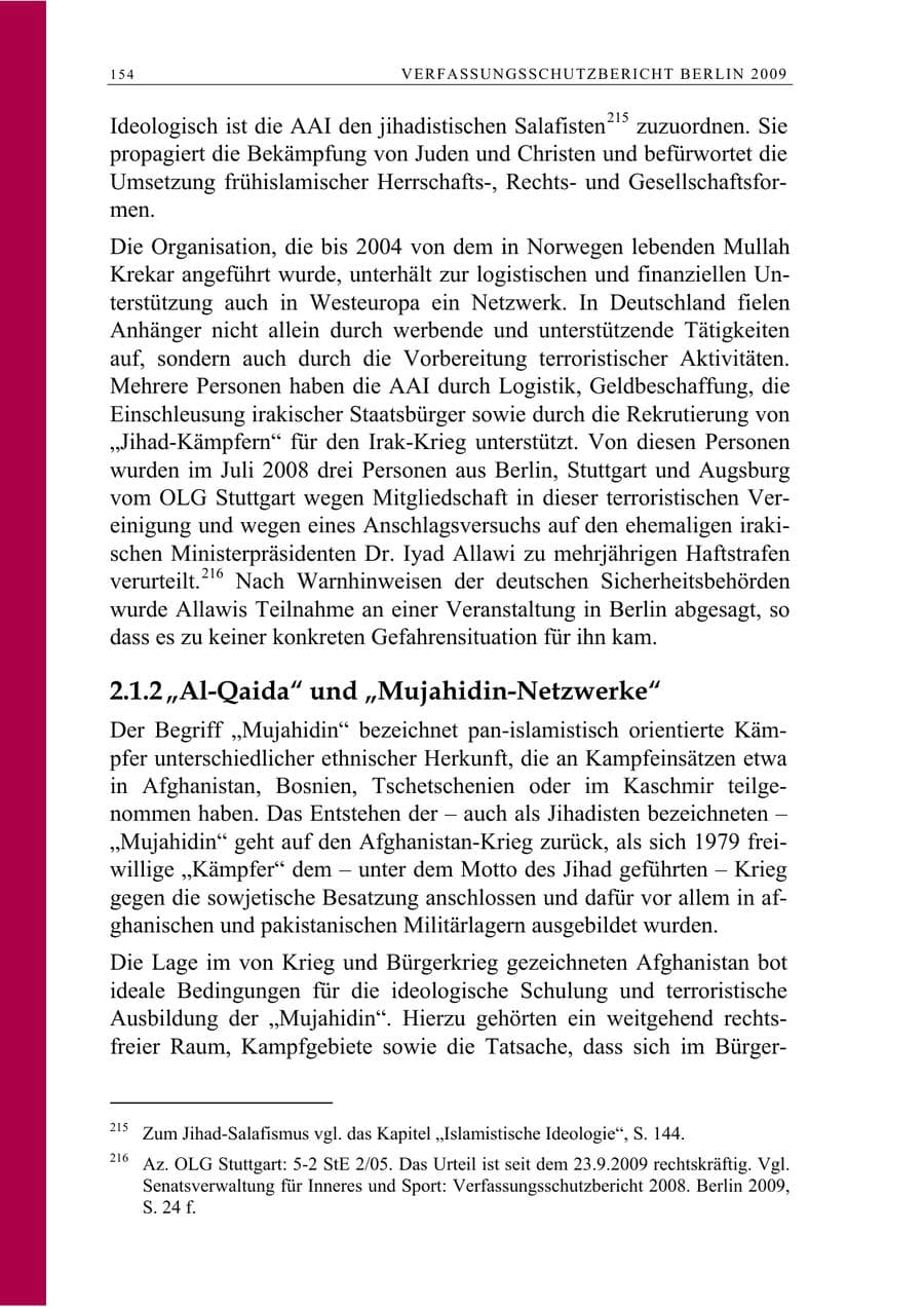 Seite 167 des Verfassungsschutzbericht 2009 Berlin