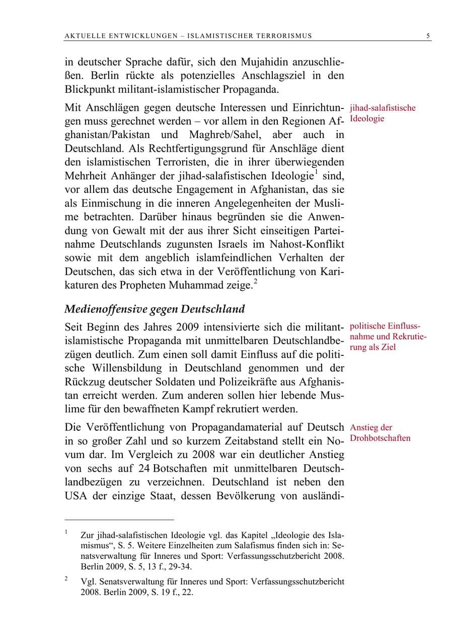 Seite 18 des Verfassungsschutzbericht 2009 Berlin