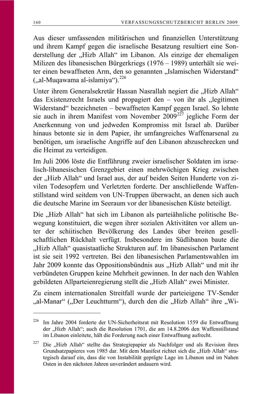 Seite 173 des Verfassungsschutzbericht 2009 Berlin