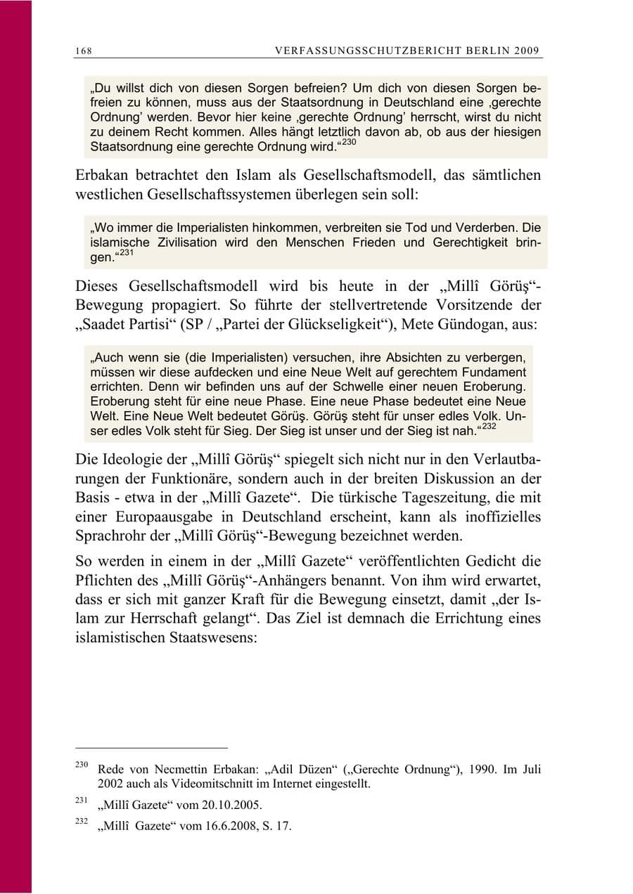 Seite 181 des Verfassungsschutzbericht 2009 Berlin