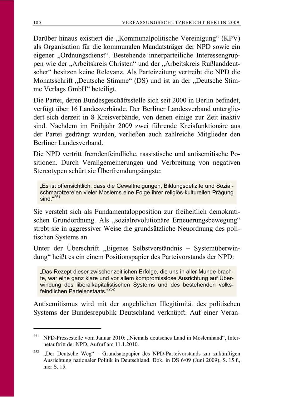 Seite 193 des Verfassungsschutzbericht 2009 Berlin