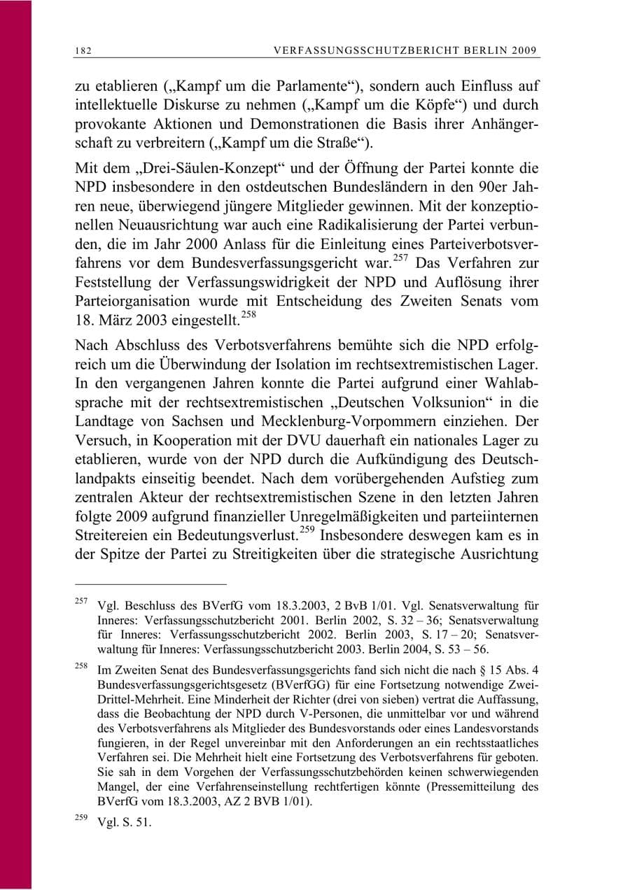 Seite 195 des Verfassungsschutzbericht 2009 Berlin