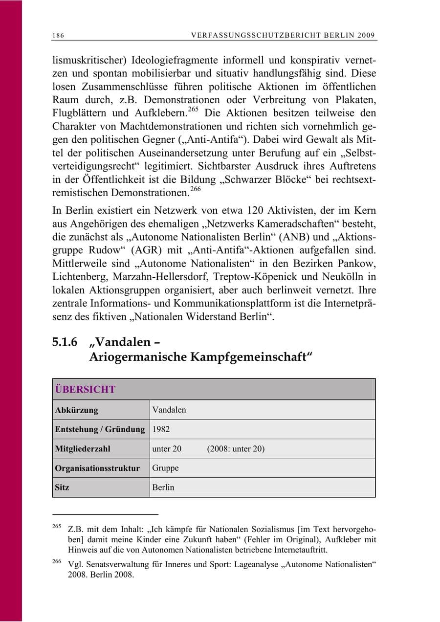 Seite 199 des Verfassungsschutzbericht 2009 Berlin