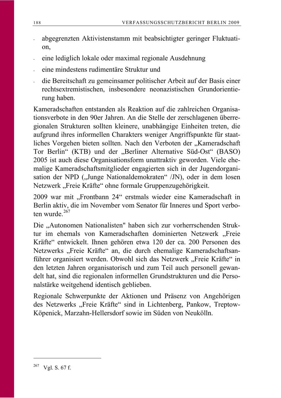 Seite 201 des Verfassungsschutzbericht 2009 Berlin