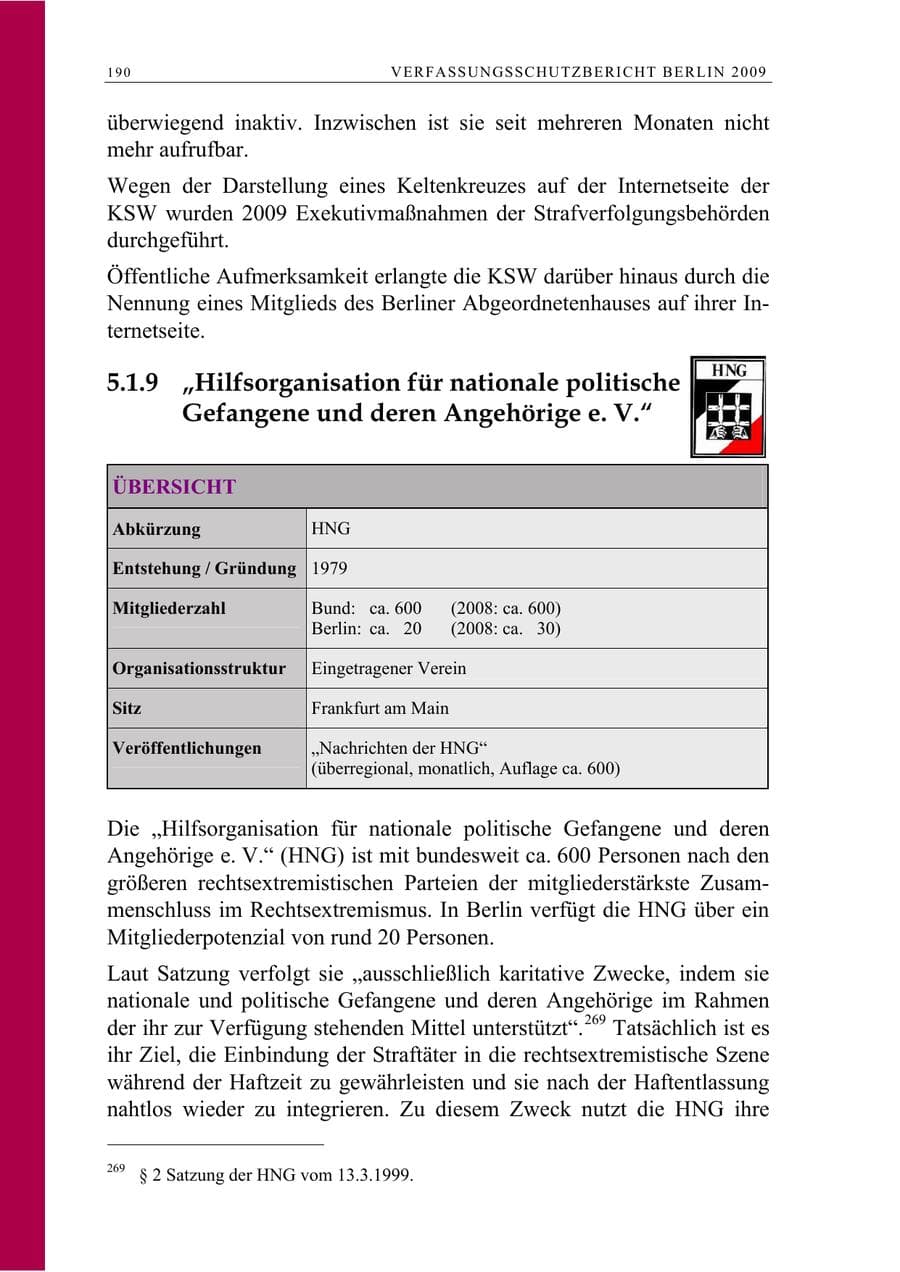 Seite 203 des Verfassungsschutzbericht 2009 Berlin
