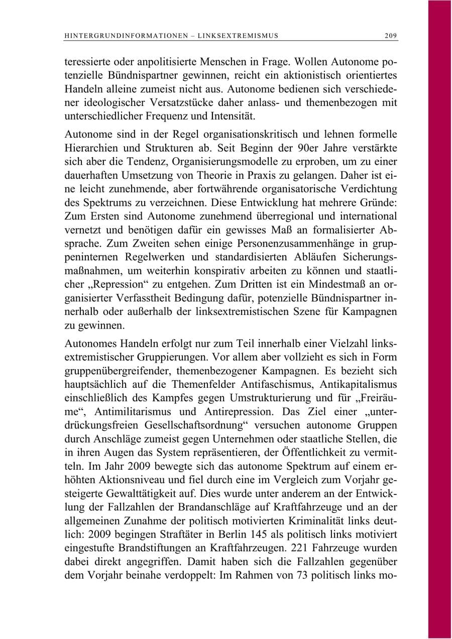 Seite 222 des Verfassungsschutzbericht 2009 Berlin