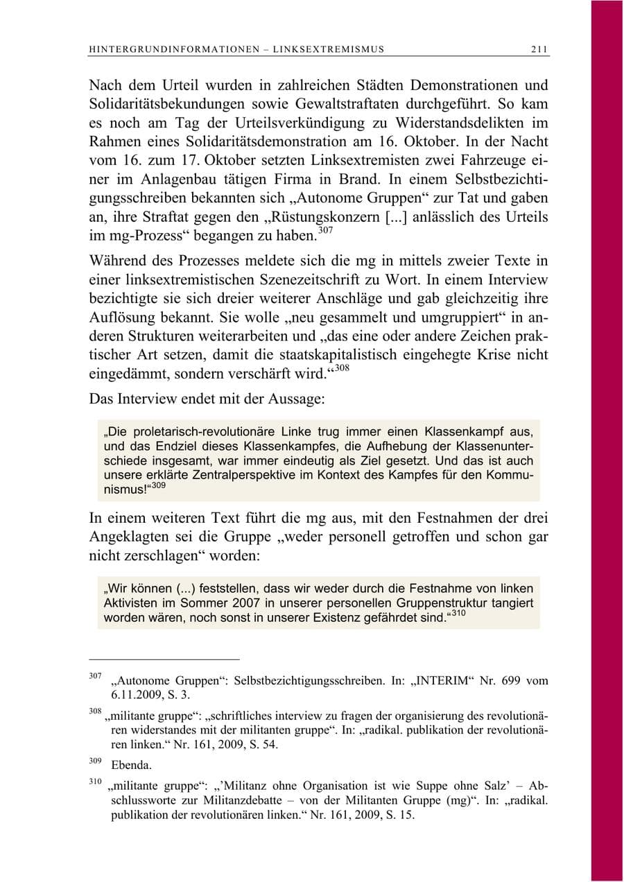 Seite 224 des Verfassungsschutzbericht 2009 Berlin