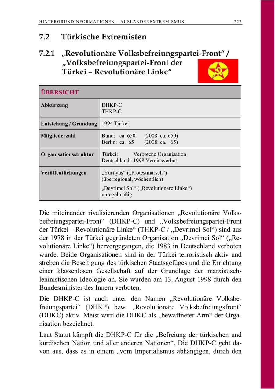 Seite 240 des Verfassungsschutzbericht 2009 Berlin
