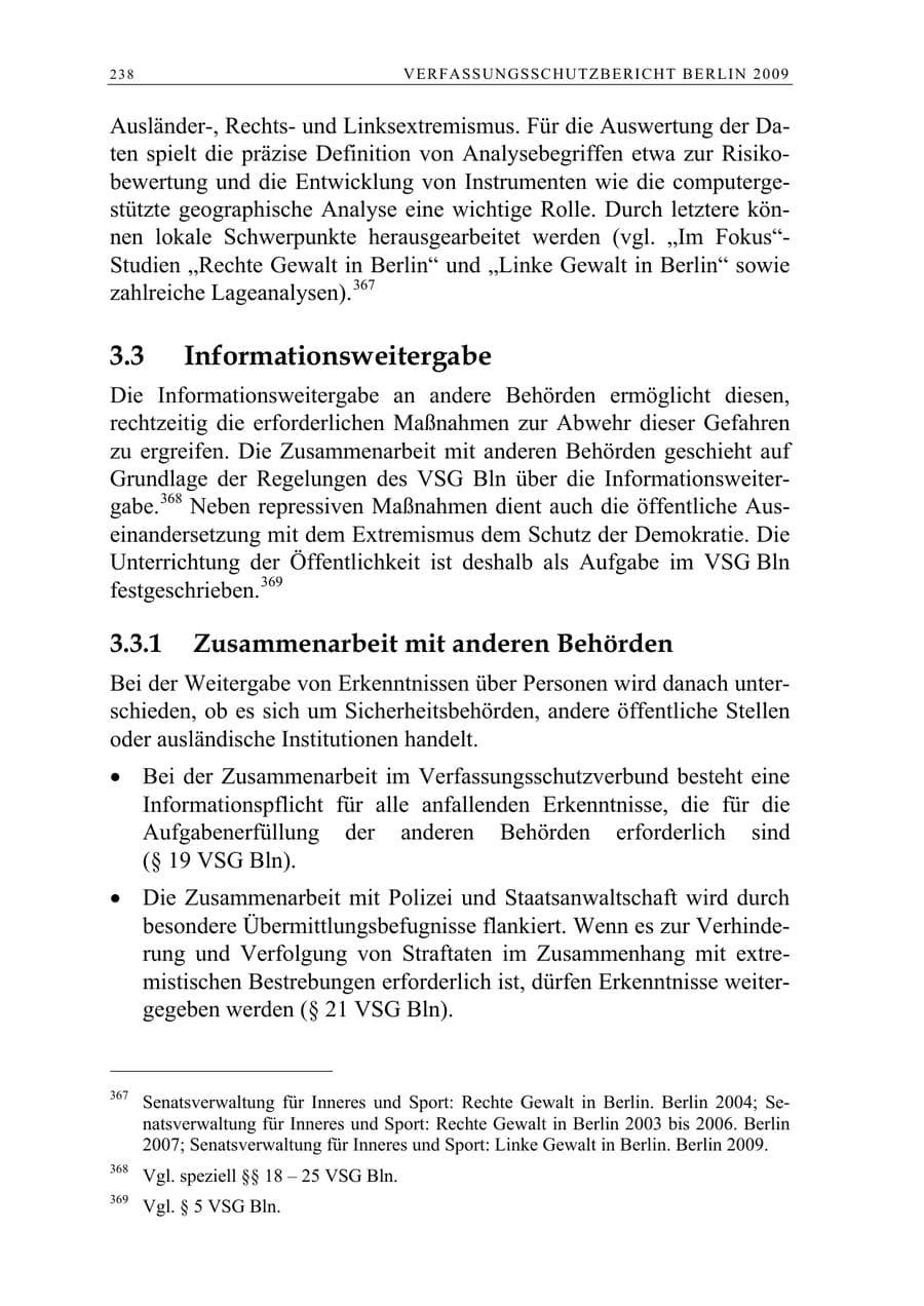 Seite 251 des Verfassungsschutzbericht 2009 Berlin