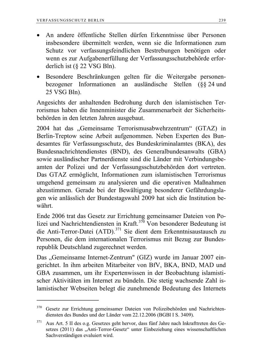 Seite 252 des Verfassungsschutzbericht 2009 Berlin