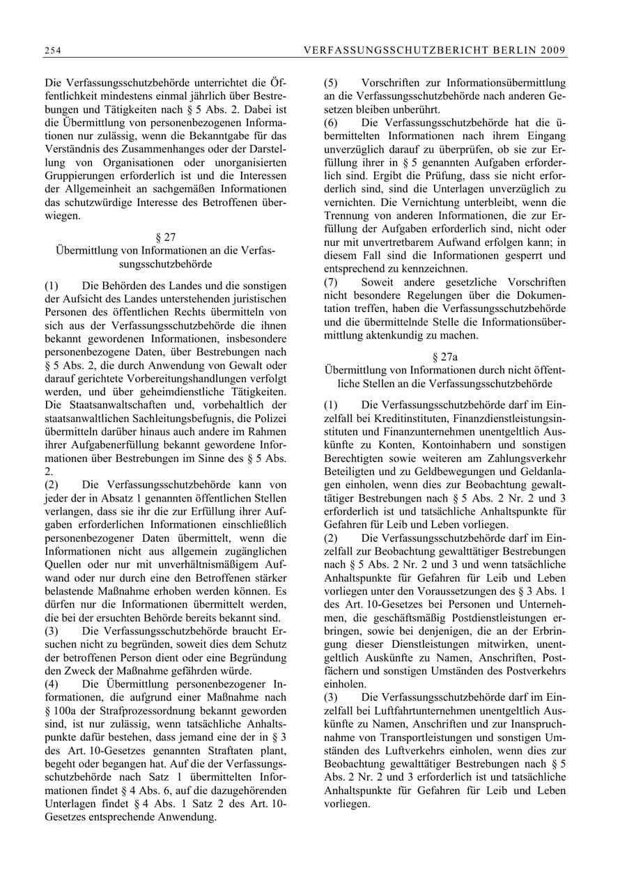 Seite 267 des Verfassungsschutzbericht 2009 Berlin