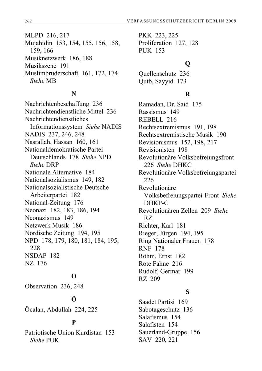 Seite 275 des Verfassungsschutzbericht 2009 Berlin