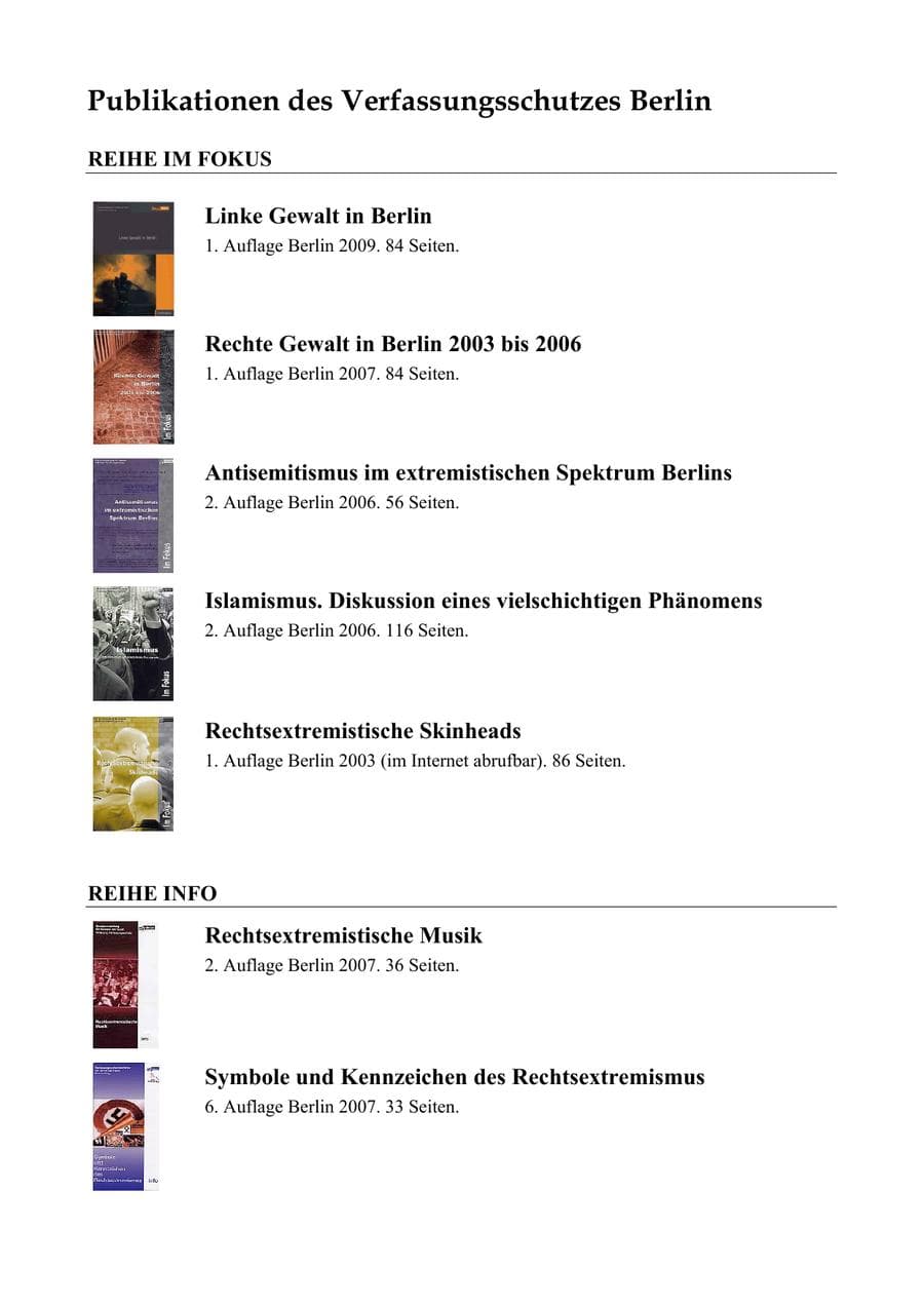 Seite 277 des Verfassungsschutzbericht 2009 Berlin