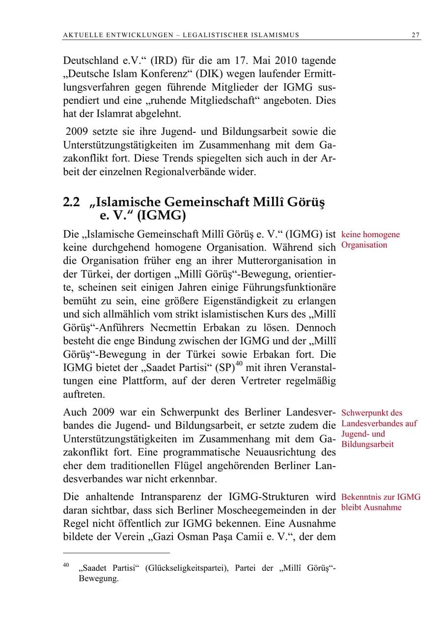 Seite 40 des Verfassungsschutzbericht 2009 Berlin
