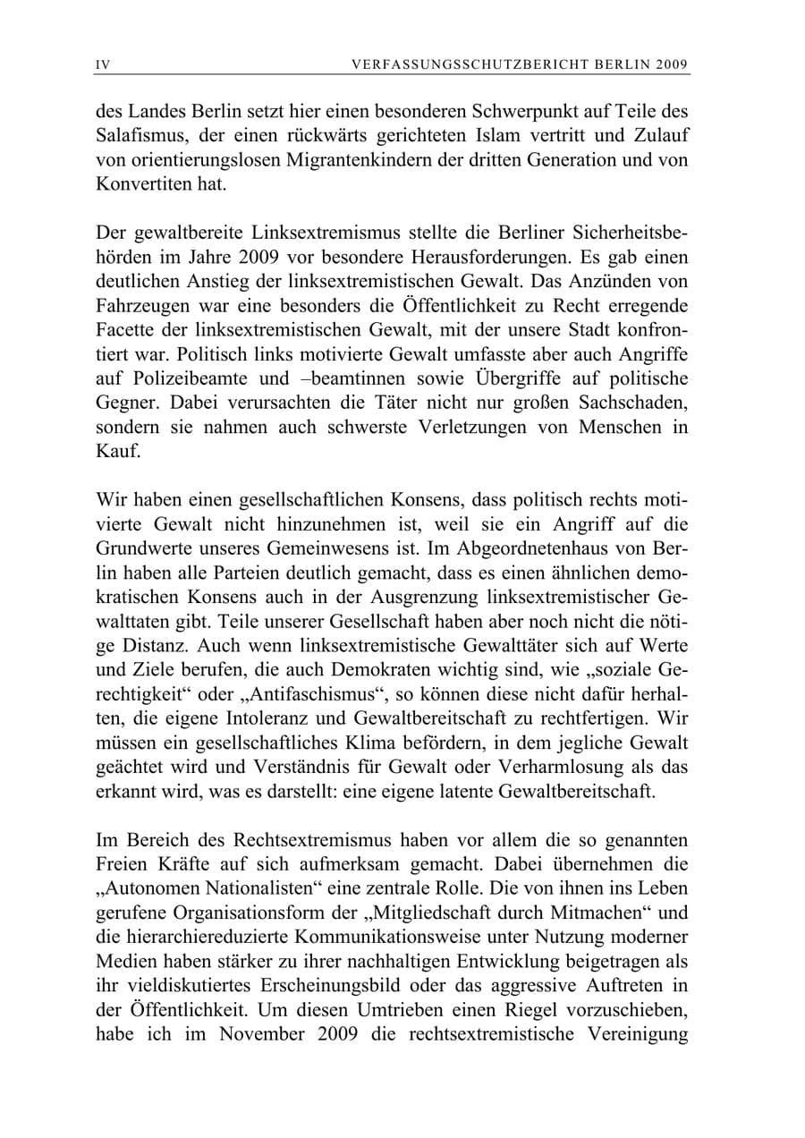 Seite 5 des Verfassungsschutzbericht 2009 Berlin