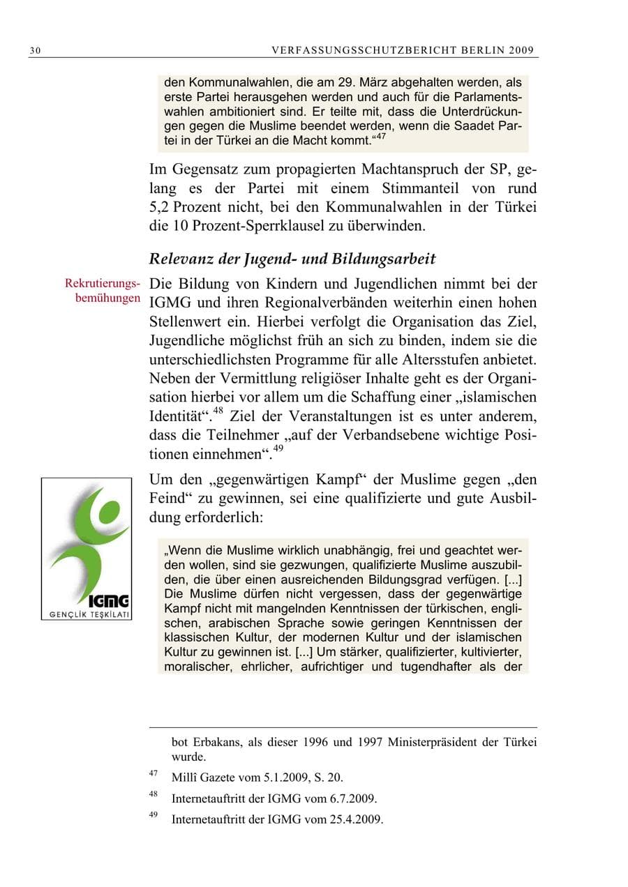 Seite 43 des Verfassungsschutzbericht 2009 Berlin