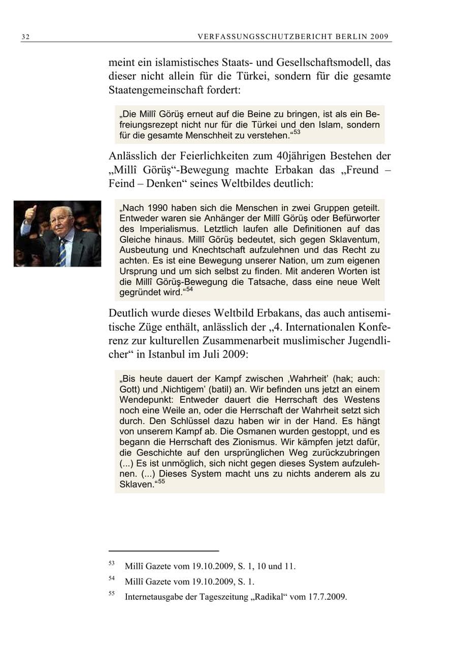 Seite 45 des Verfassungsschutzbericht 2009 Berlin