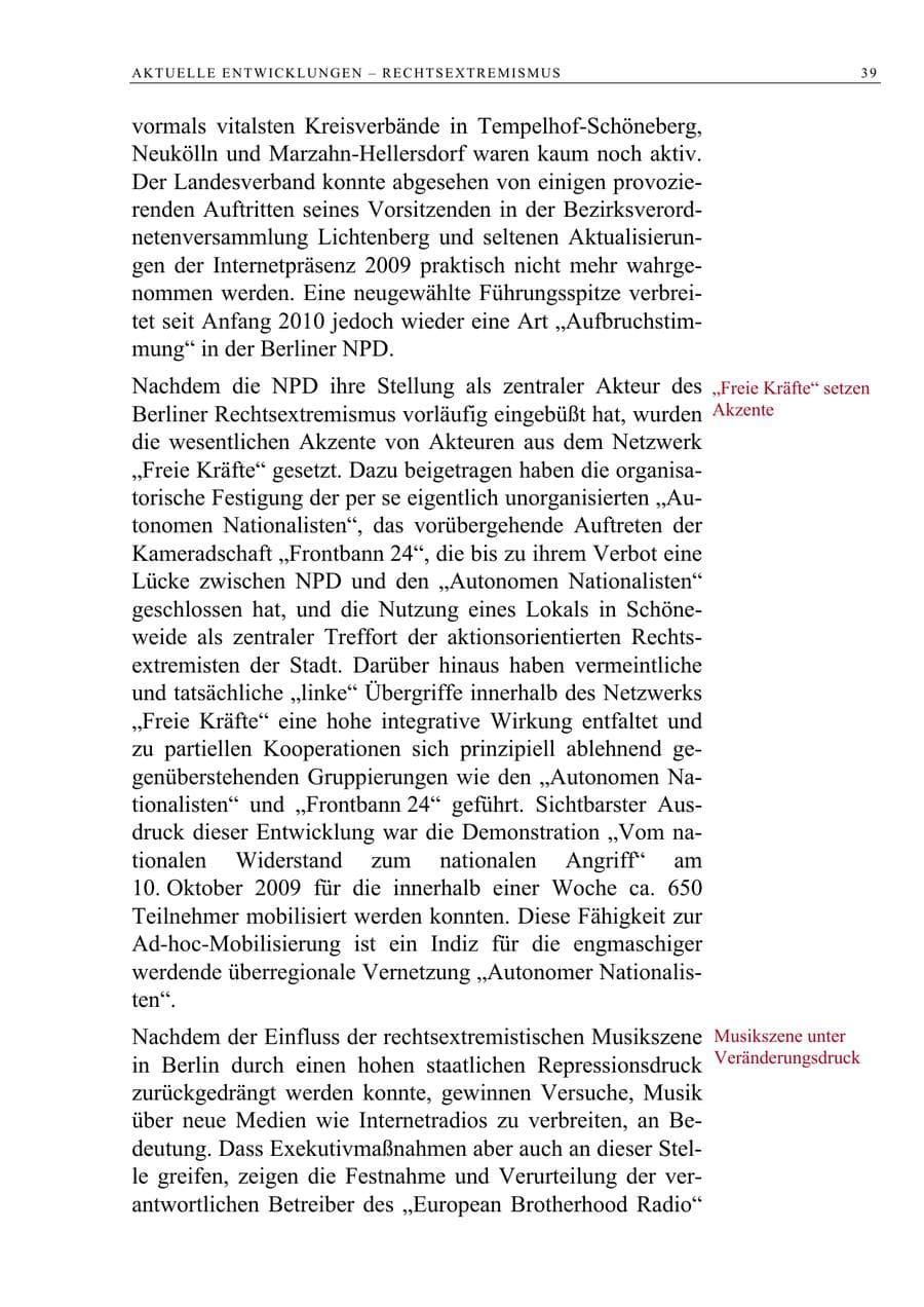 Seite 52 des Verfassungsschutzbericht 2009 Berlin
