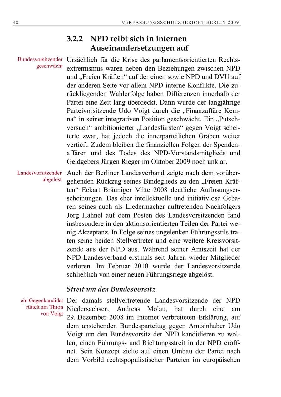 Seite 61 des Verfassungsschutzbericht 2009 Berlin