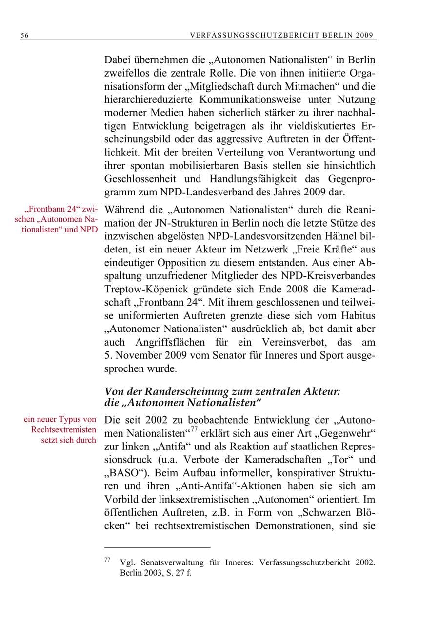 Seite 69 des Verfassungsschutzbericht 2009 Berlin