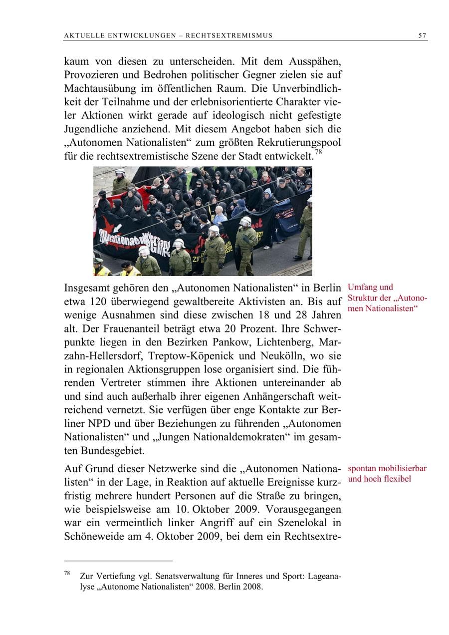 Seite 70 des Verfassungsschutzbericht 2009 Berlin