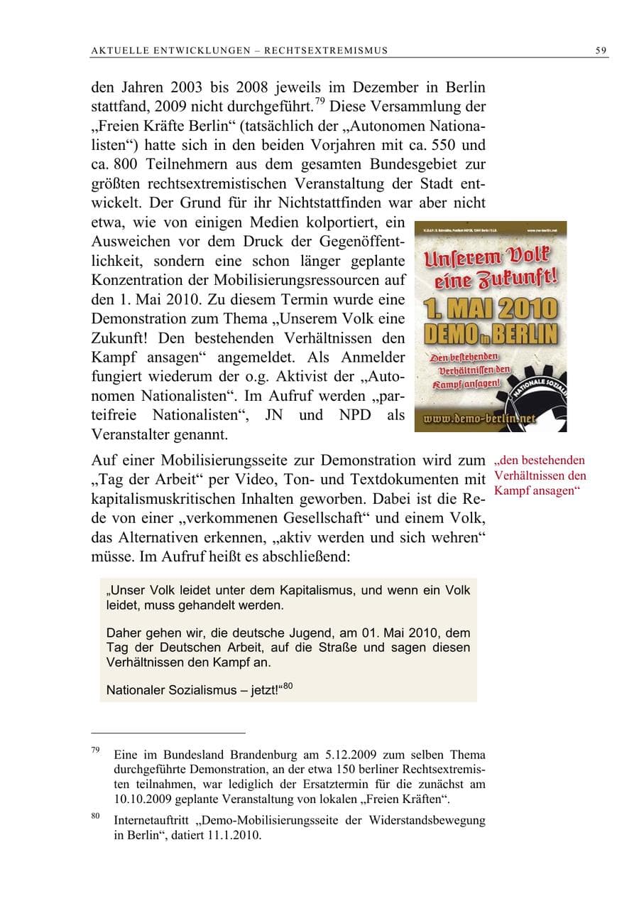 Seite 72 des Verfassungsschutzbericht 2009 Berlin