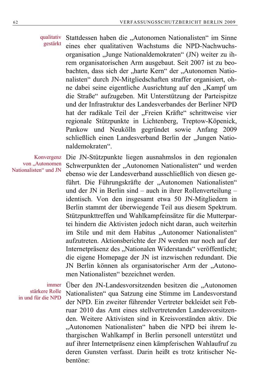 Seite 75 des Verfassungsschutzbericht 2009 Berlin