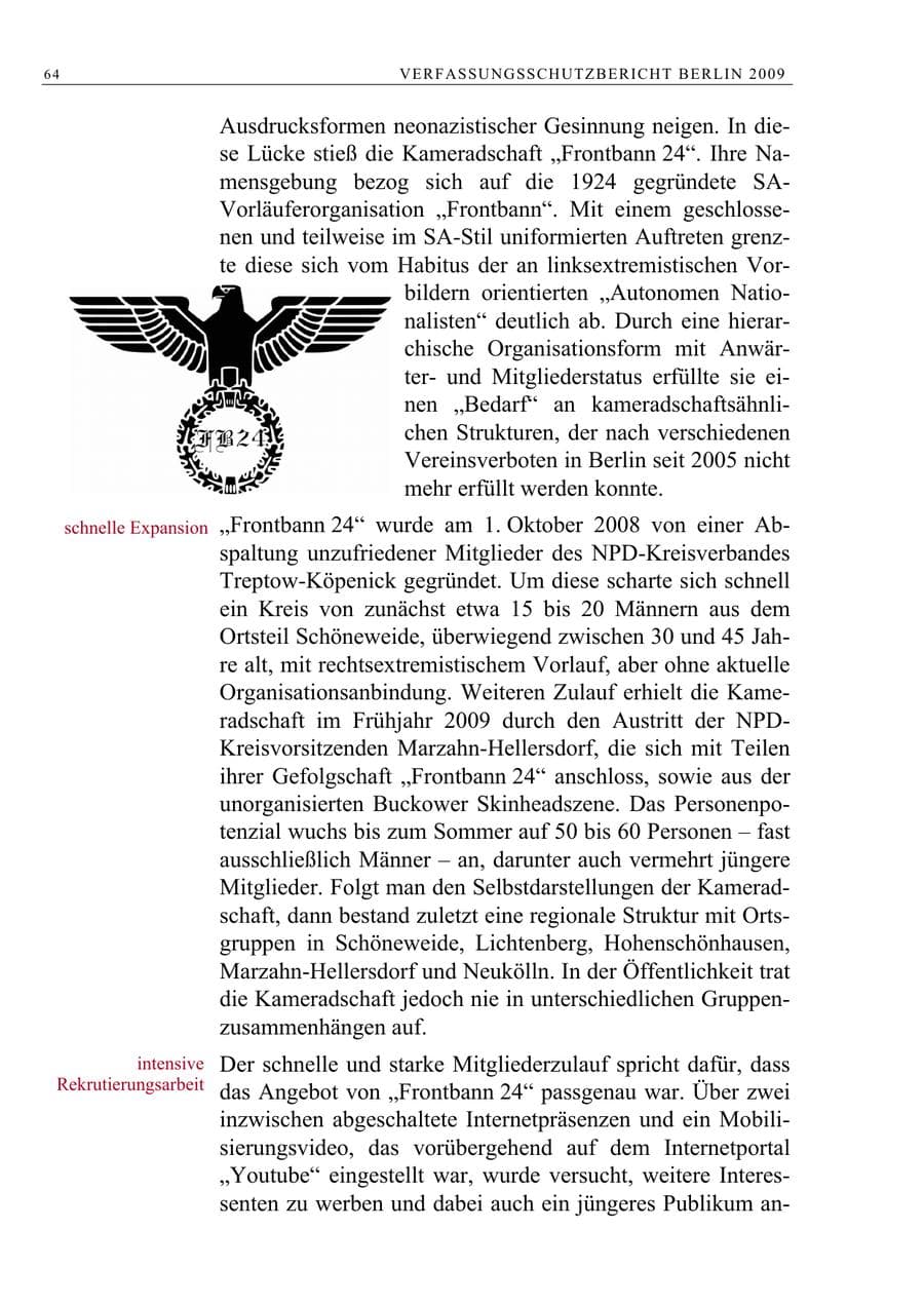 Seite 77 des Verfassungsschutzbericht 2009 Berlin