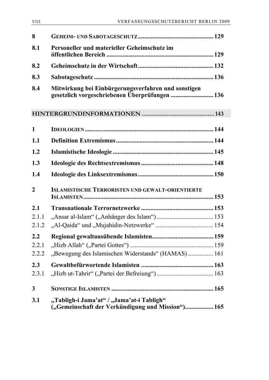 Seite 9 des Verfassungsschutzbericht 2009 Berlin