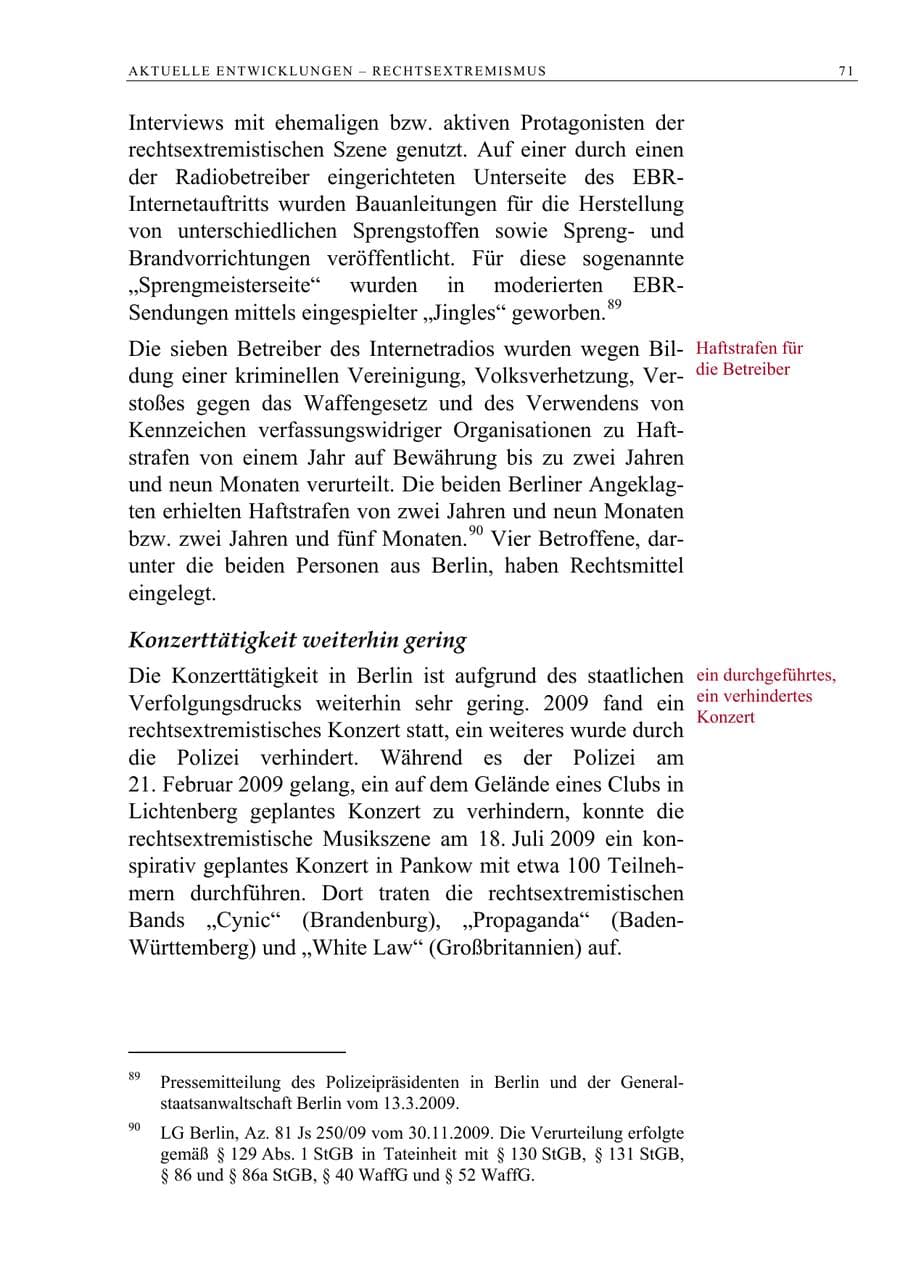 Seite 84 des Verfassungsschutzbericht 2009 Berlin
