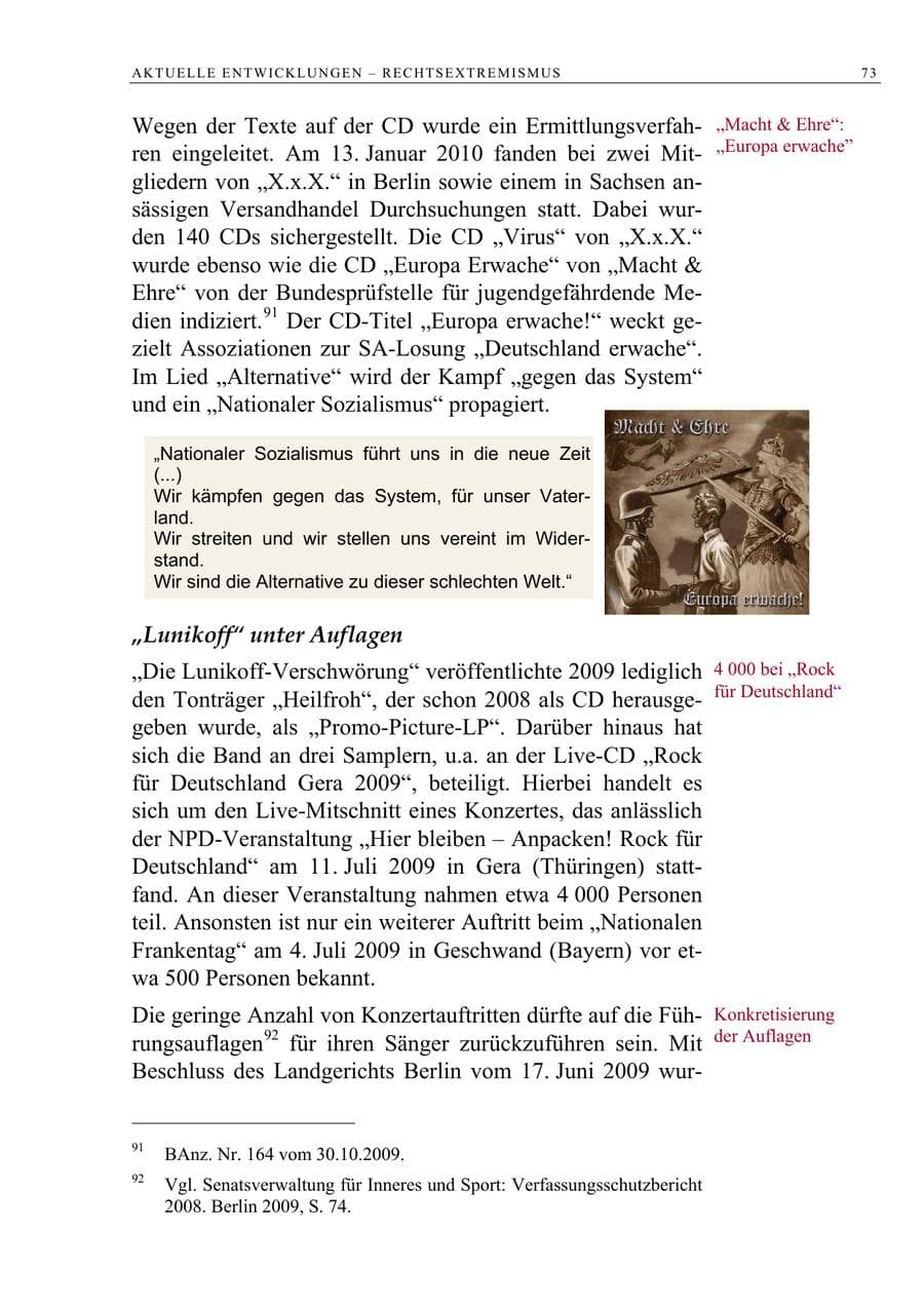 Seite 86 des Verfassungsschutzbericht 2009 Berlin