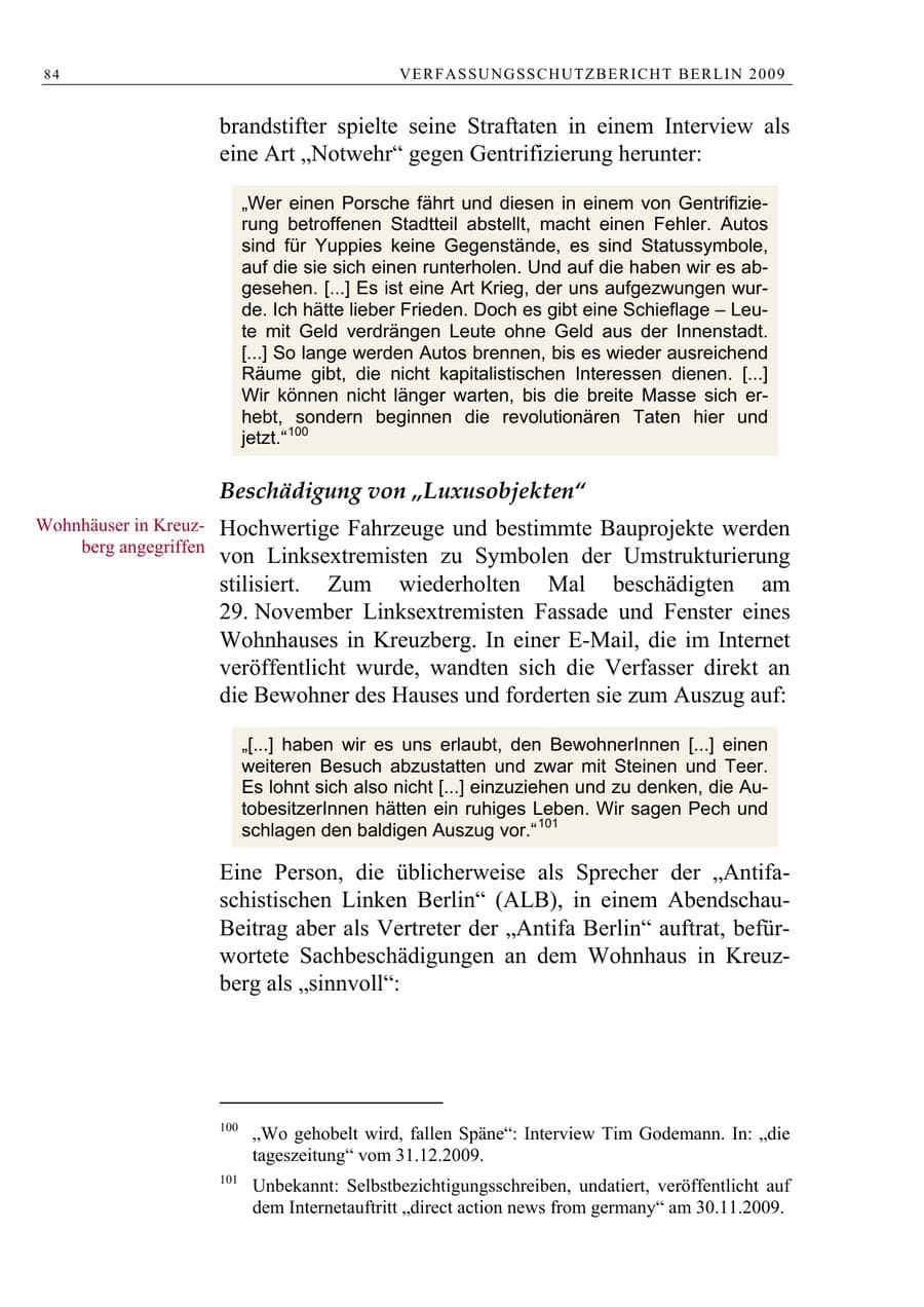 Seite 97 des Verfassungsschutzbericht 2009 Berlin