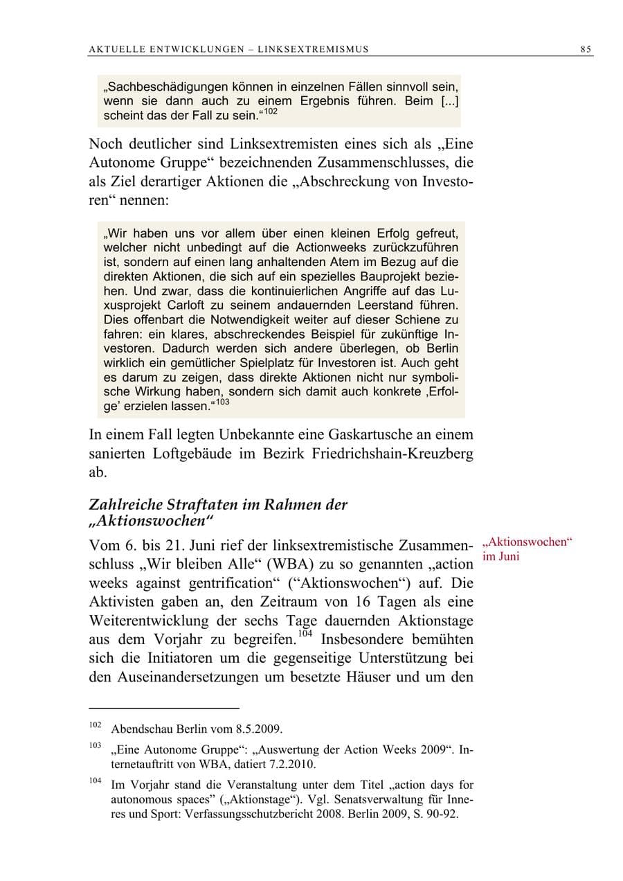 Seite 98 des Verfassungsschutzbericht 2009 Berlin