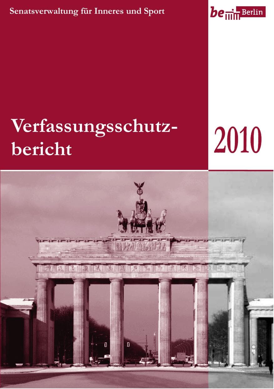 Seite 1 des Verfassungsschutzbericht 2010 Berlin