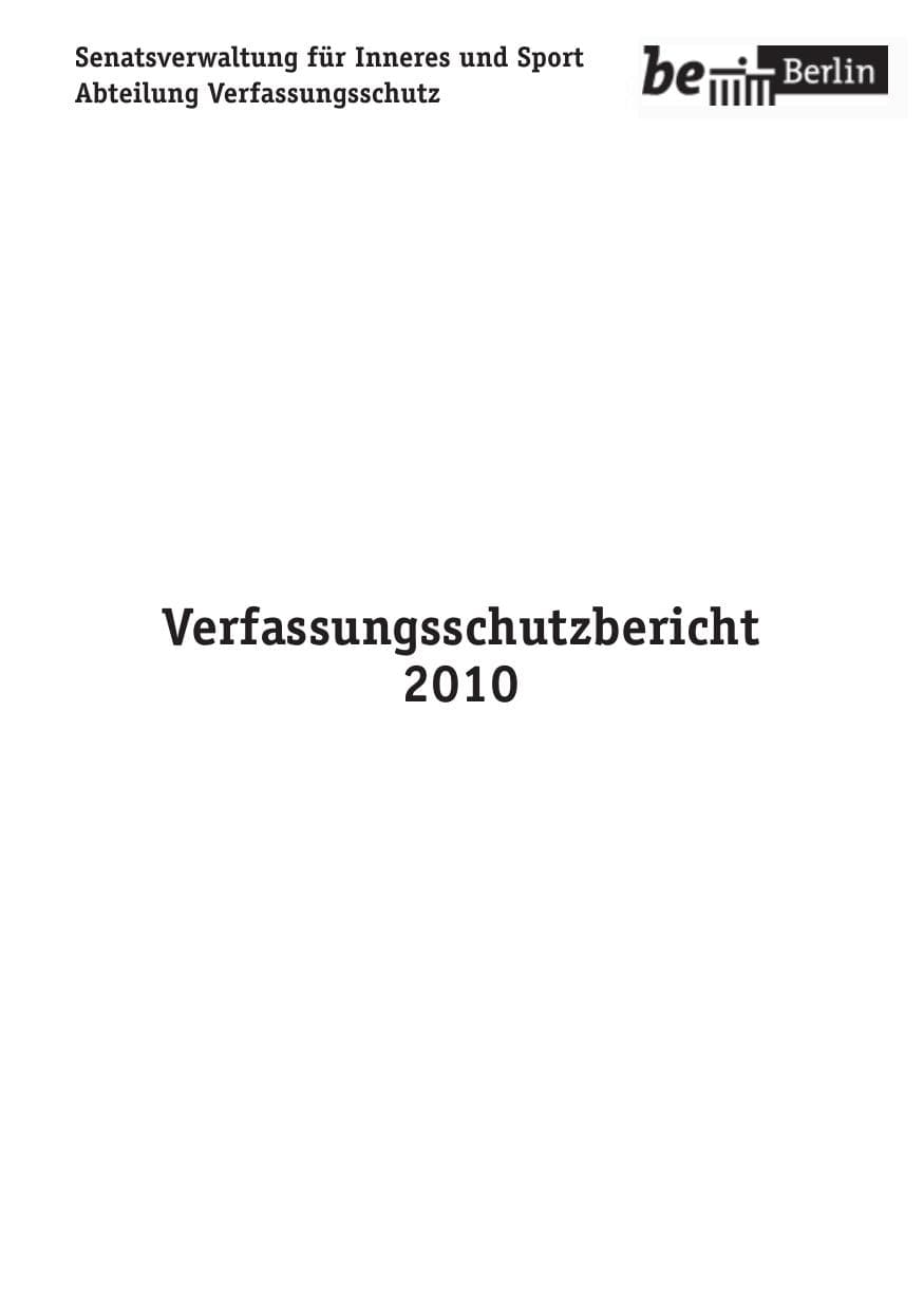 Seite 2 des Verfassungsschutzbericht 2010 Berlin
