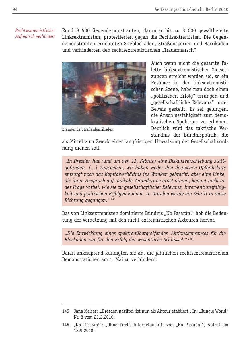 Seite 105 des Verfassungsschutzbericht 2010 Berlin