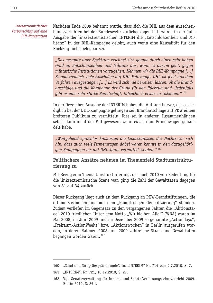 Seite 111 des Verfassungsschutzbericht 2010 Berlin
