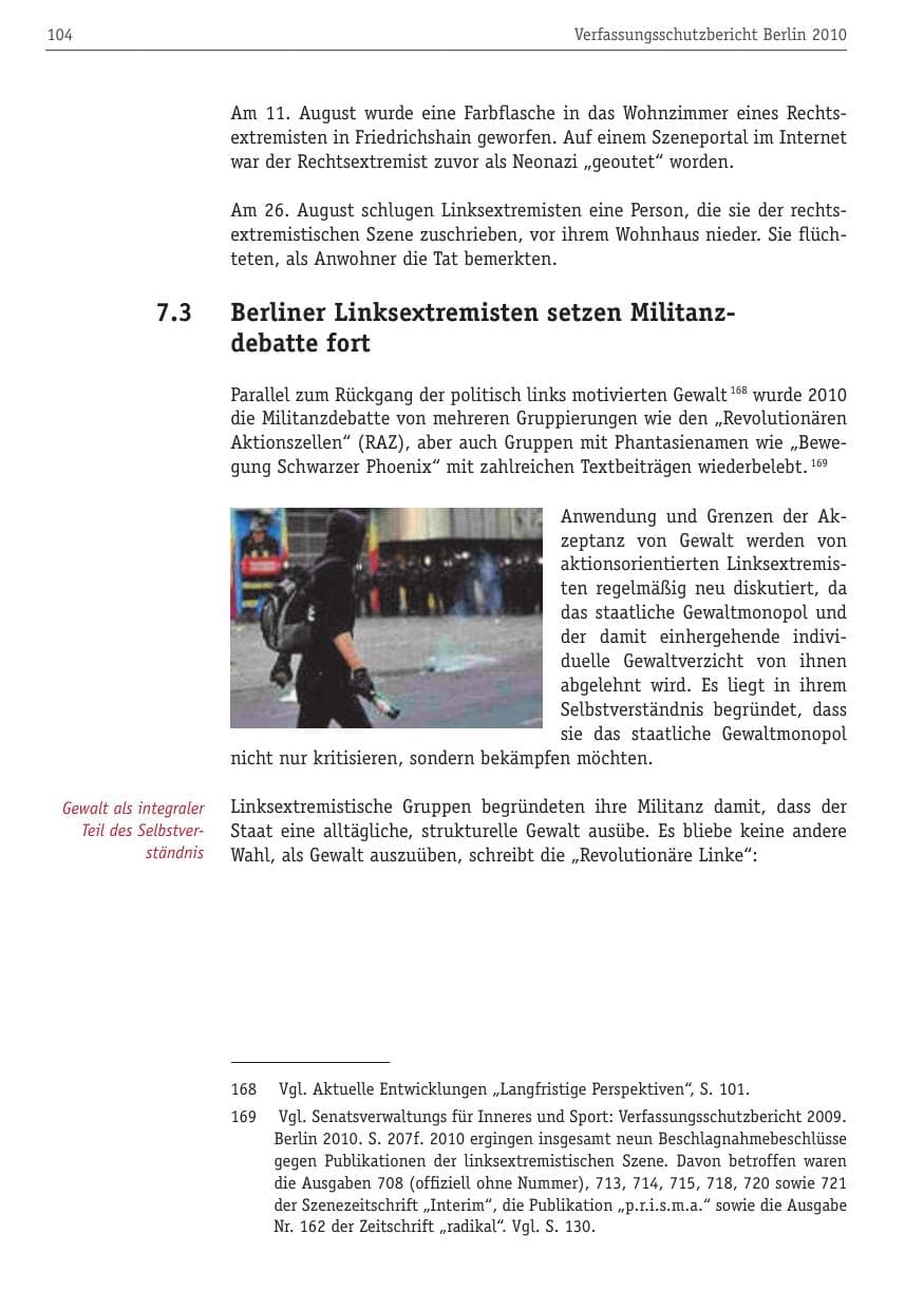 Seite 115 des Verfassungsschutzbericht 2010 Berlin