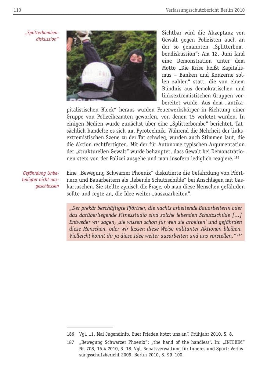 Seite 121 des Verfassungsschutzbericht 2010 Berlin